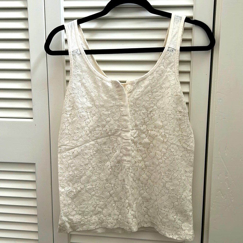 Jcrew off white lace front cotton tank